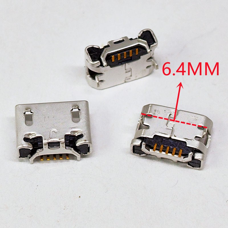 100 Uds Micro USB mini conector 5pin 5,9mm 6,4mm 7,2mm aguja corta 5P DIP2 puerto de datos puerto de carga para enchufe final móvil puerto V8