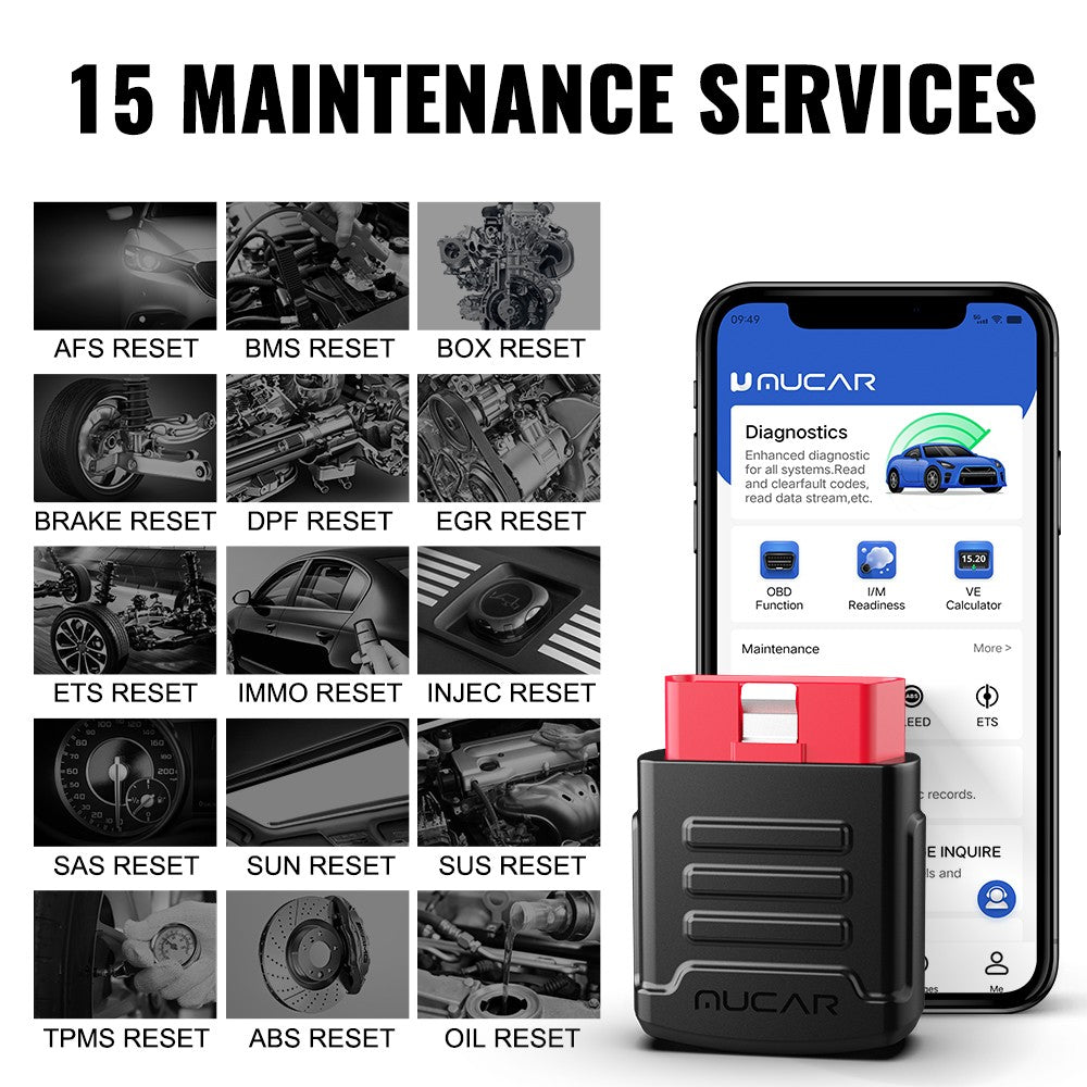 MUCAR BT200 / BT200 Pro OBD2 escáner sistema completo automático diagnóstico sin vida aceite SAS reinicio libre 1 año herramientas de diagnóstico de coche