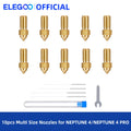 ELEGOO 10 boquillas de varios tamaños para impresora 3D Neptune 4 y Neptune 4 Pro, boquillas Hotend de latón de 0,2/0,4/0,6/0,8 mm