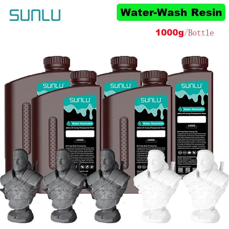 SUNLU 5KG lavado con agua ABS/resina de lavado con agua 395-405nm resina fotopolímero de curado UV resina de curado rápido para impresora 3D LCD DLP SLA