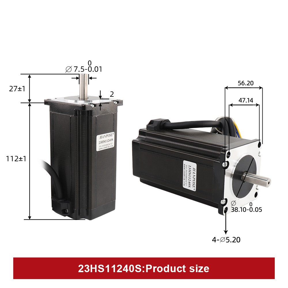 Motor paso a paso HANPOSE 23, modelo 23HS4128 23HS5128 23HS5628 23HS7628, diámetro del eje 8 mm, sistema de cuatro cables, motor serie 57.