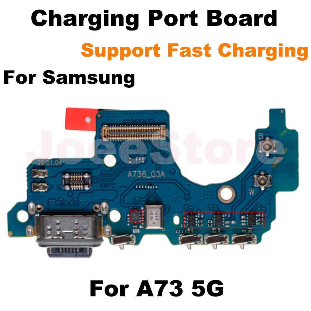 Placa de puerto de carga para Samsung A72 A73 A52 A53 A33 A23 A24 A14 A13 A12 módulo de micrófono USB conector de carga rápida Cable flexible