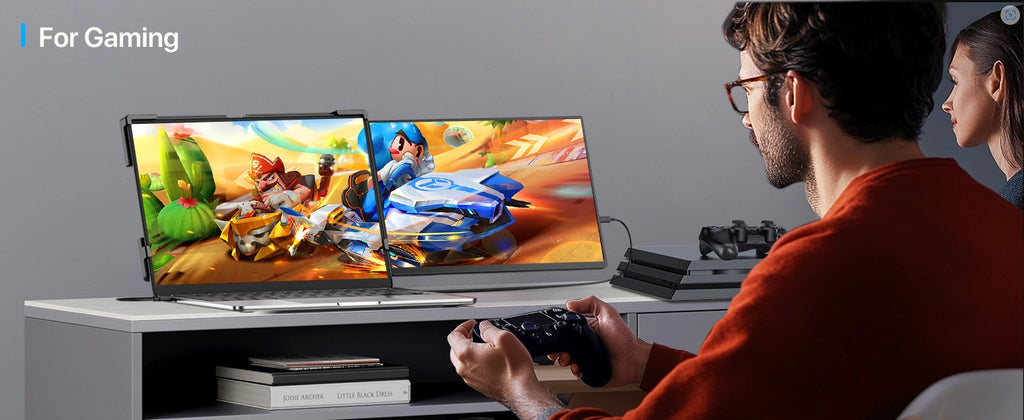 Extensor de pantalla para computadora portátil EVICIV 2K de 14" QHD 1440P, monitor triple portátil con rotación automática de 180° para Wins, Mac, Dex, Chrome, viajes, trabajo