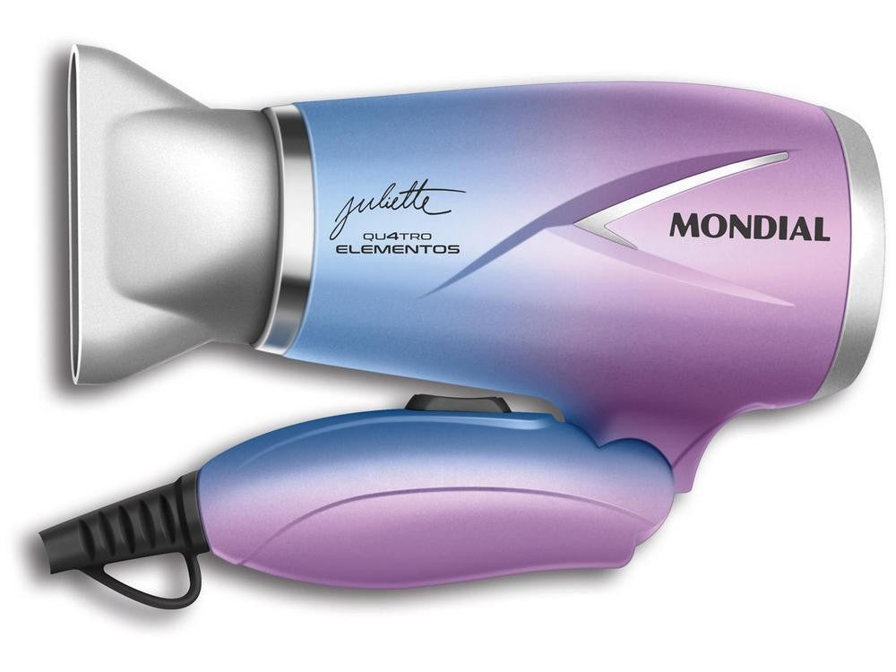 Mondial-secador de pelo plegable, turmalina azul y rosa, 1200W, 2 velocidades, por Juliette Qu4tro Elements