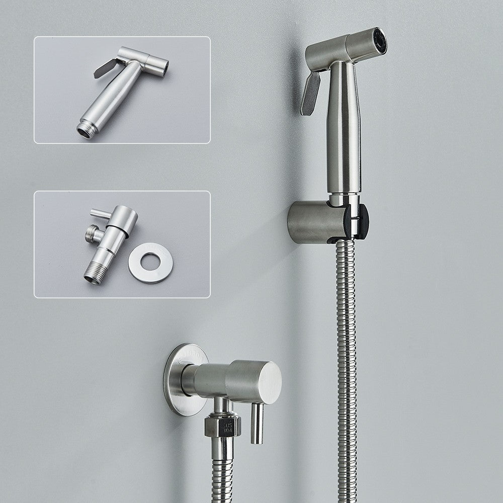 Grifo rociador de bidé negro, grifo individual de agua fría de acero inoxidable para baño, válvula Shattaf, juego de chorro montado en la pared