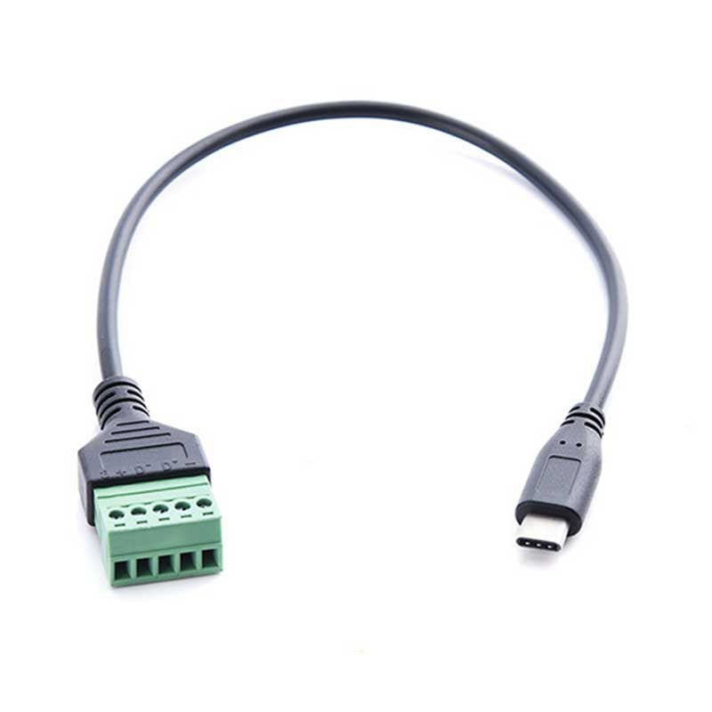 USB 2,0 hembra B Micro usb mini usb tipo C macho a conector de tornillo hembra de 5 pines con Cable adaptador de enchufe de Terminal de escudo 1 pies