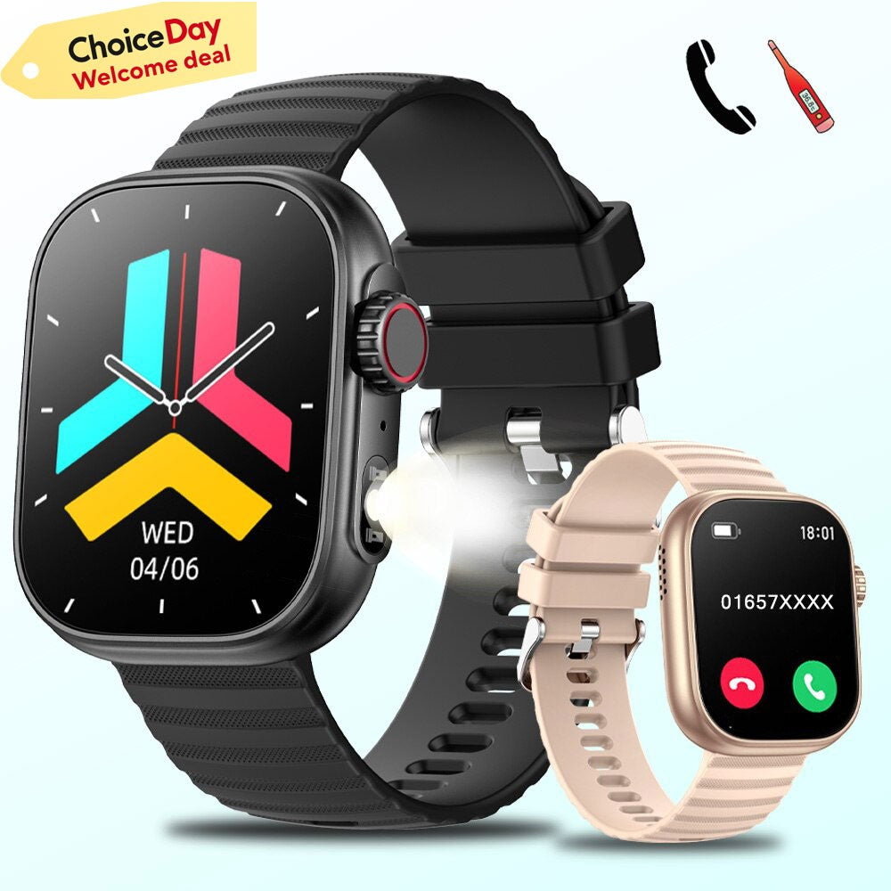 Reloj inteligente para hombre y mujer, pulsera con linterna LED, más de 100 modos deportivos, rastreador de actividad física, temperatura corporal, pantalla de 2,01"