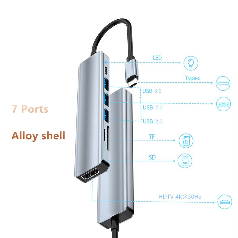 Adaptador USB C a HDMI 4K, USB 3.0 Tipo C PD SD TF, Estación de Acoplamiento, Divisor para MacBook, iPad, Samsung S10, Dex, Laptop