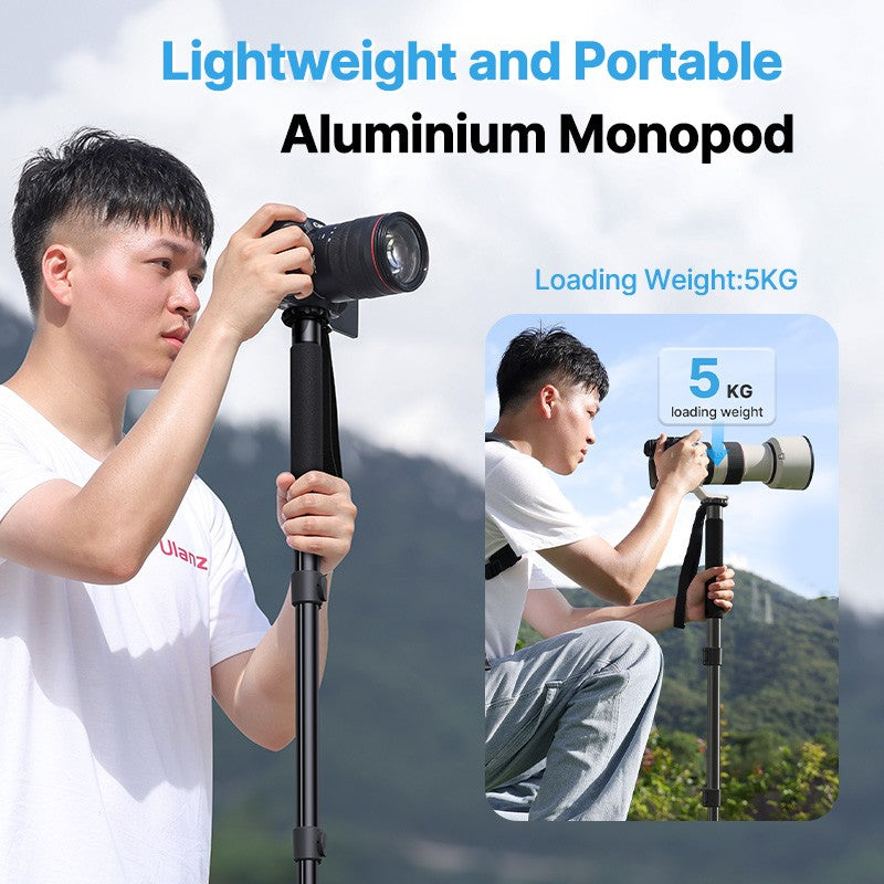Ulanzi-trípode de aluminio para cámara DSLR, ligero de 1/4 monopié/3/8 pulgadas, palo de Selfie de viaje y senderismo, máx. 155cm, carga de 5KG