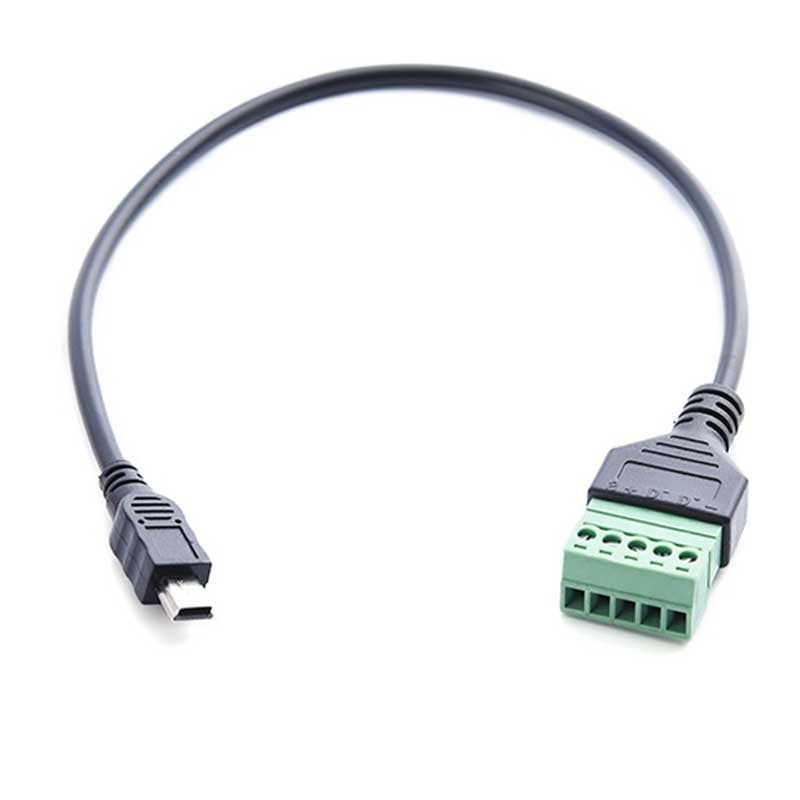 USB 2,0 hembra B Micro usb mini usb tipo C macho a conector de tornillo hembra de 5 pines con Cable adaptador de enchufe de Terminal de escudo 1 pies