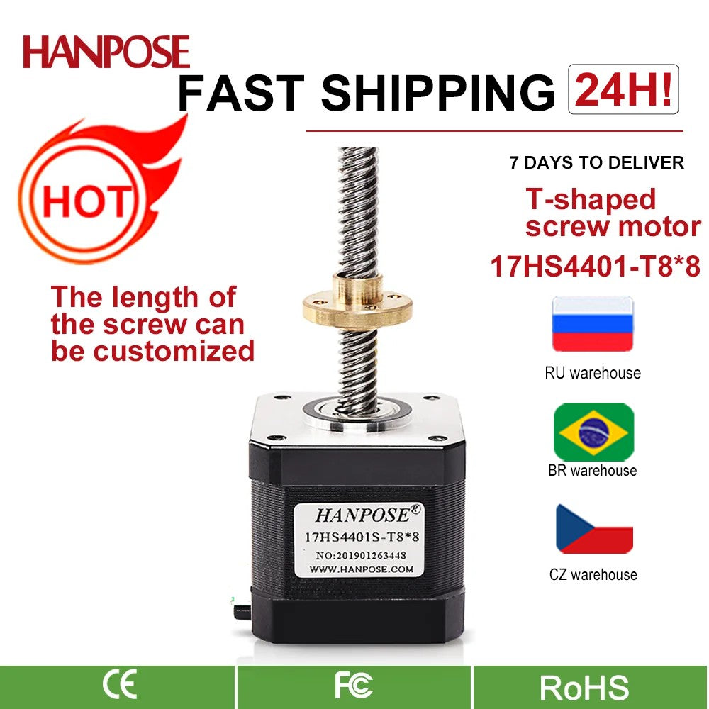 Motor paso a paso Nema17 40mm 1.5A 42 17HS4401S-T8 * 8 300mm varilla de tornillo Motor Z lineal con tornillo de avance Trapezoidal para impresora 3D
