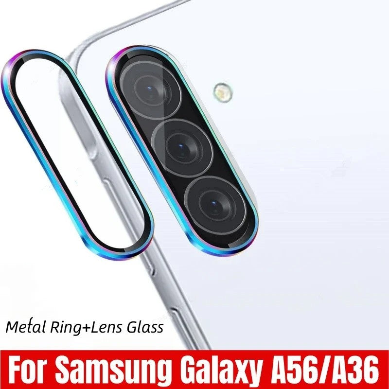 Funda con anillo Protector para cámara trasera para Samsung Galaxy A56 A36 A26 A55 A54 A35 A34 A25 A15 A14 5G, cubierta trasera de lente de vidrio templado