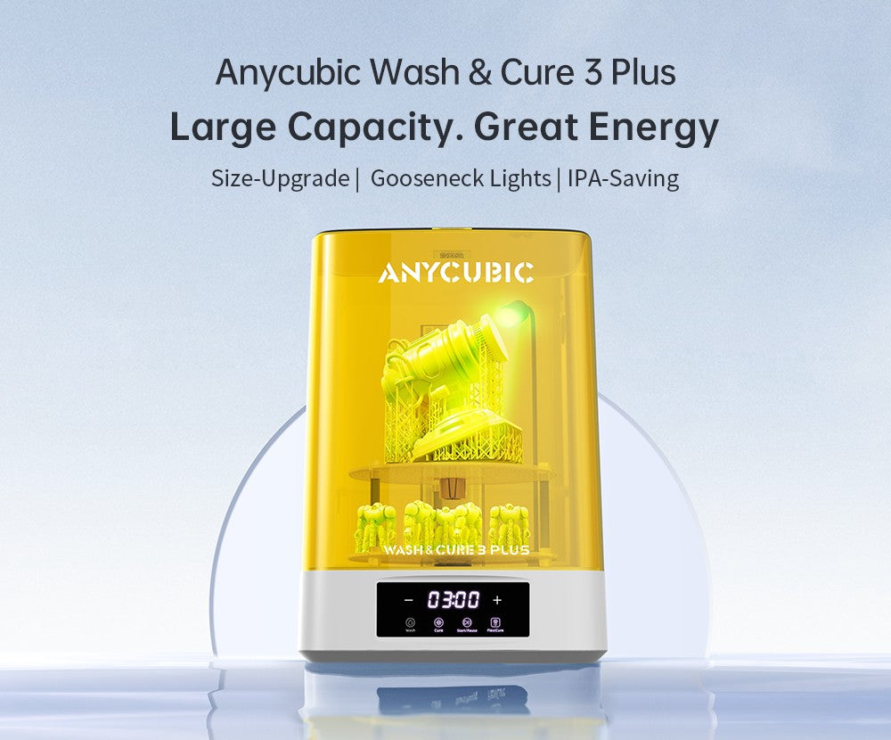 ANYCUBIC Wash & Cure 3 Plus lavadora de curado de gran volumen para impresora 3D de resina LCD SLA tamaño de limpieza 228*128*250mm