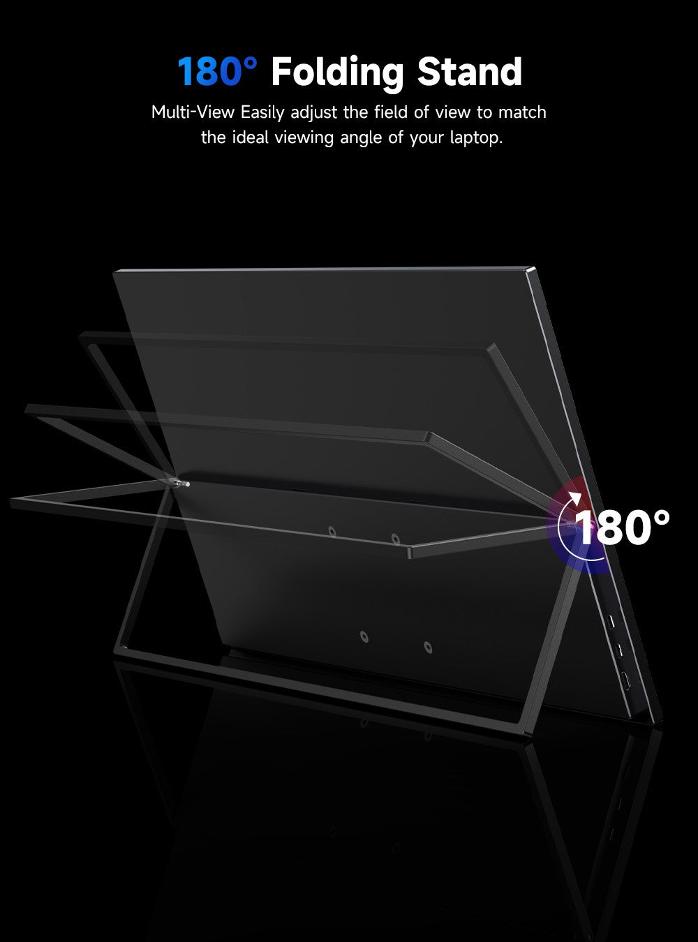Monitor portátil EVICIV 2K de 22 pulgadas con pantalla IPS de 2560 x 1440, soporte integrado, mini HDMI, USB C para PC, portátil, teléfono móvil, Xbox Switch, PS4/5, monitor móvil con soporte