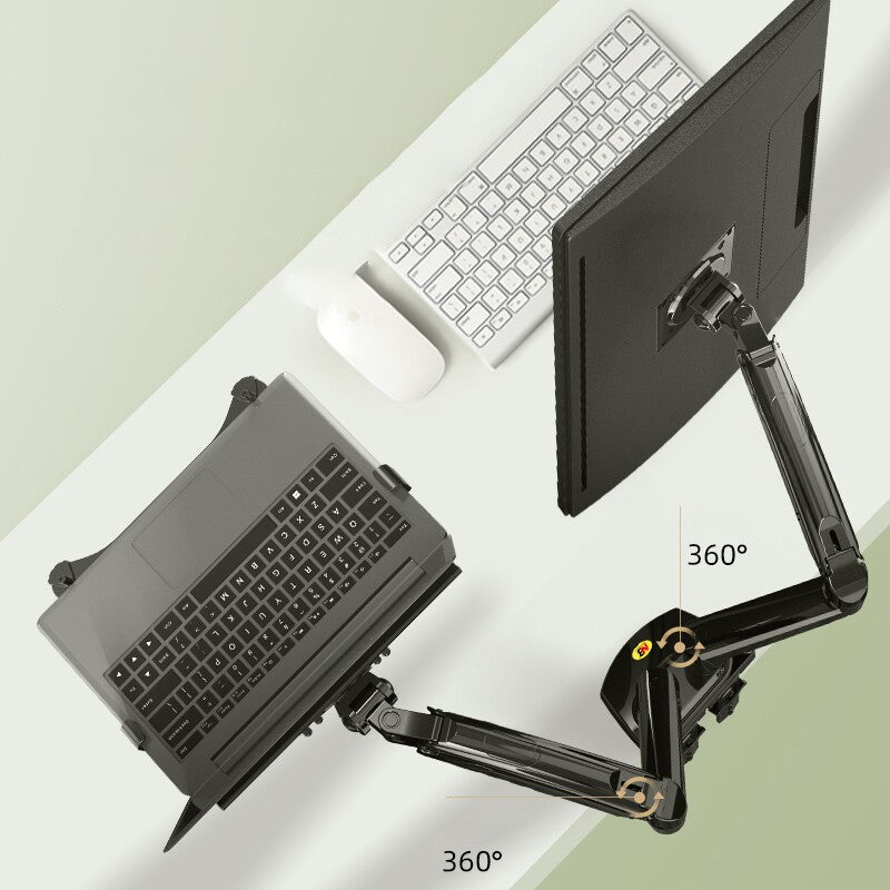 Escritorio NB F160 + brazo doble con resorte de Gas FP-2 para soporte de Monitor de 17 "-27" + soporte para portátil de 10"-17 ", soporte de montaje con prensa de aire, carga de 2-9kg