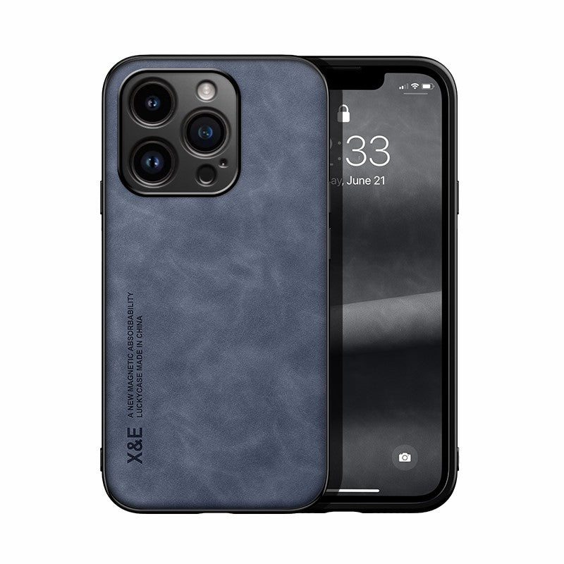 Funda de cuero de lujo para iPhone 16 Pro Max, funda con placa de Metal, soporte para coche, funda para iPhone 16 Pro 16Plus