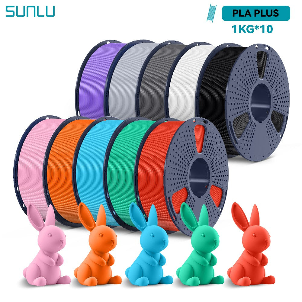 Filamentos SUNLU PLA PETG PLA Plus, 10 rollos de filamento 3D, 1 KG/rollo, 1,75mm, 100% líneas de filamento, ordenadamente para impresión 3D de la UE y EE. UU.