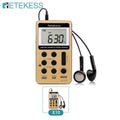 RETEKESS-Radio de 2 bandas V112, 10 piezas, FM, AM, Mini sintonización Digital portátil, receptor de Radio con batería recargable y auriculares