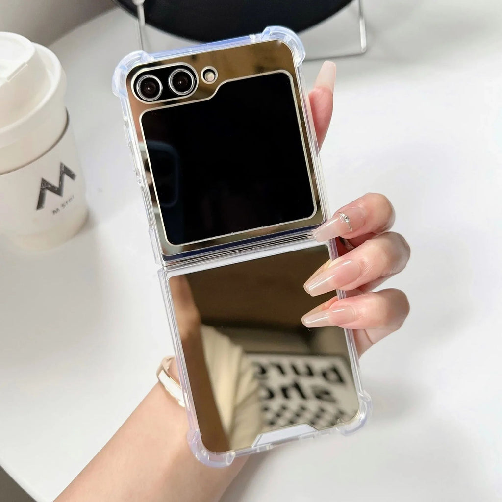 Funda rígida con espejo de maquillaje a la moda para Samsung Galaxy Z Flip 6 5 4 3 7, funda ultrafina a prueba de golpes para Samsung Z Flip6