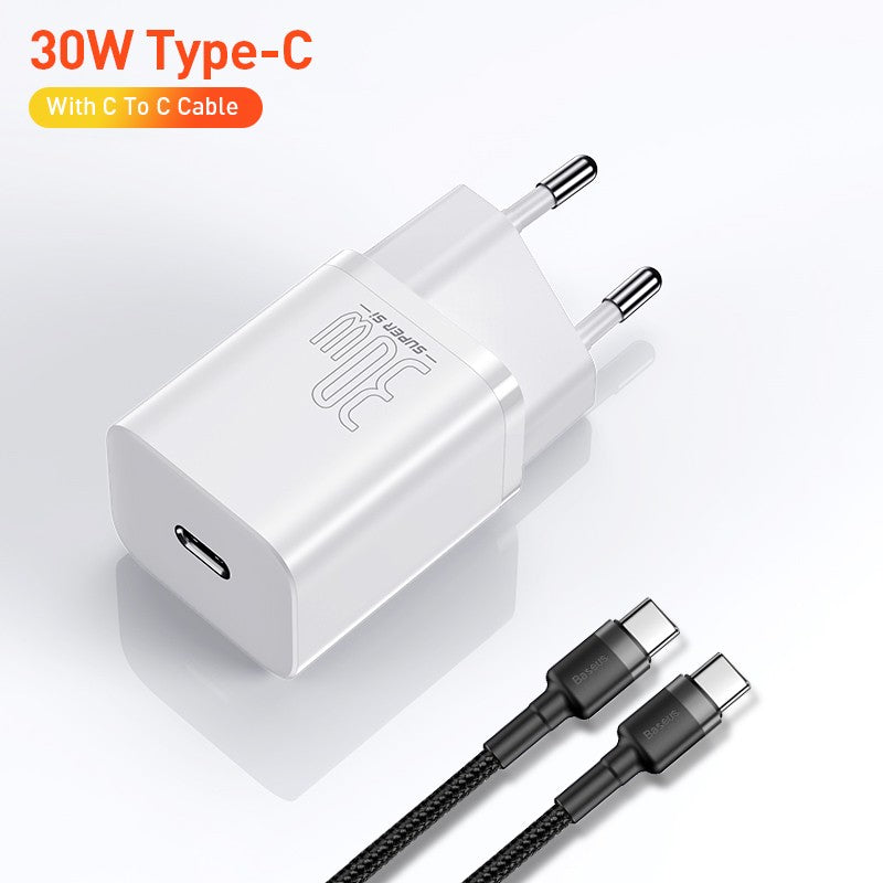 Baseus Super Si 30W USB C adaptador de cargador para iPhone 14 13 12 Pro Max iPad tipo C QC 3,0 PD carga rápida para Xiaomi cargador rápido