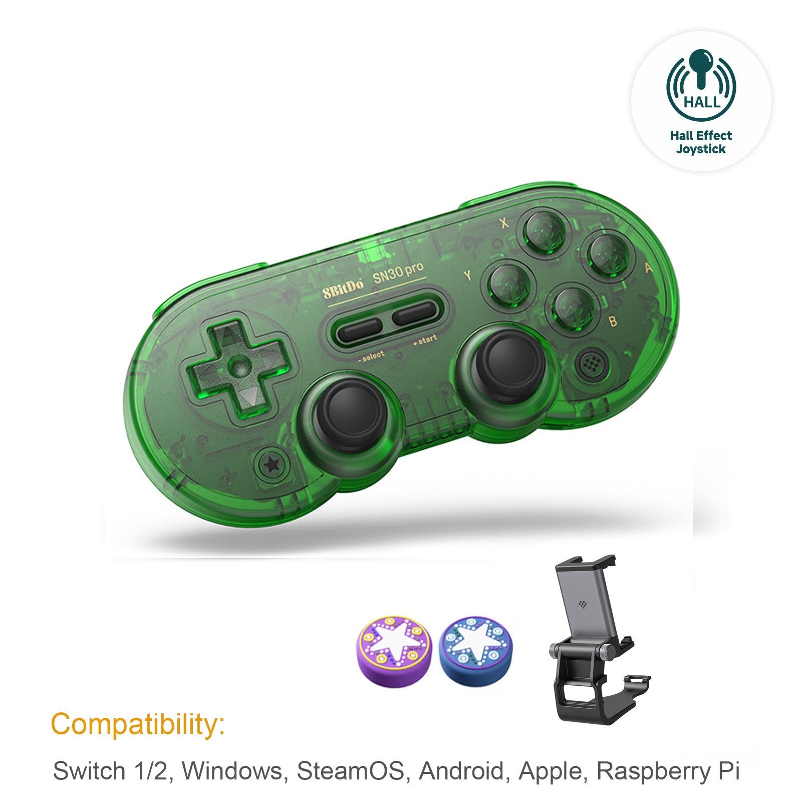 Control Inalámbrico para Juegos 8Bitdo SN30 Pro con Bluetooth y Efecto Hall para Switch 2, MacOS, Android, Raspberry Pi, Windows, Steam Deck