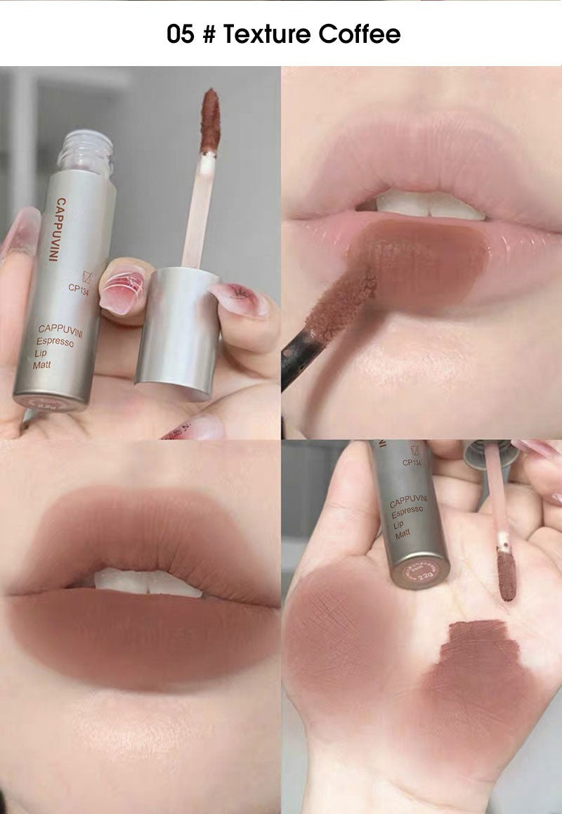 Brillo de labios de niebla mate de terciopelo único, taza antiadherente impermeable, esmalte de labios a prueba de manchas, lápiz labial líquido que no se decolora