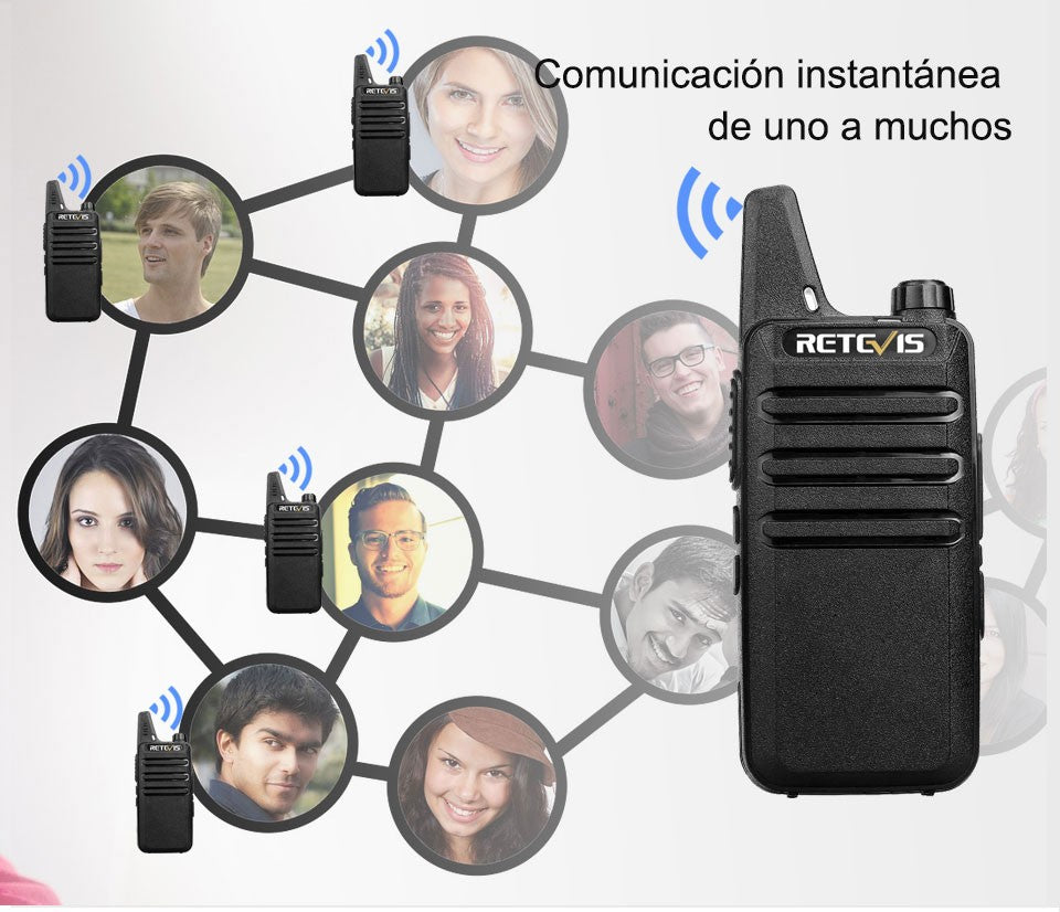 Retevis RT622 Mini Walkie Talkie 2 unidades PMR446 Radio portátil bidireccional con PTT Ideal para restaurantes y hoteles