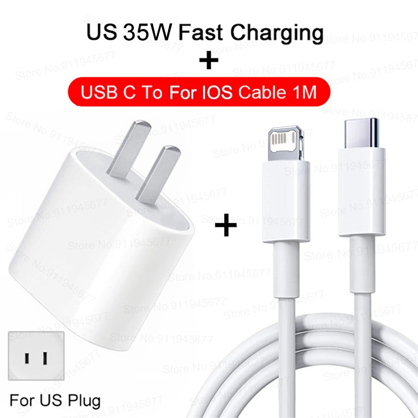 Cargador rápido PD de 35W para iPhone 11, 12, 13, 14, 15 Pro Max, Cable de carga rápida para iPhone 15 Plus, Cable de datos USB tipo C