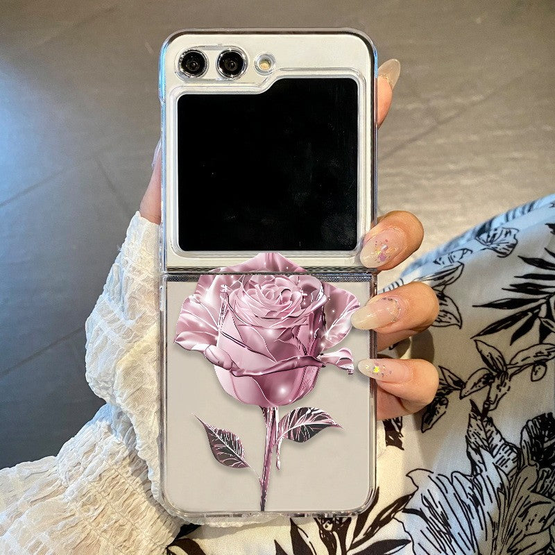 Funda transparente con diseño de flores para Samsung Galaxy Z Flip8 Flip7 FE Flip6, funda plegable transparente para Samsung Z Flip 8 7 5 4 3