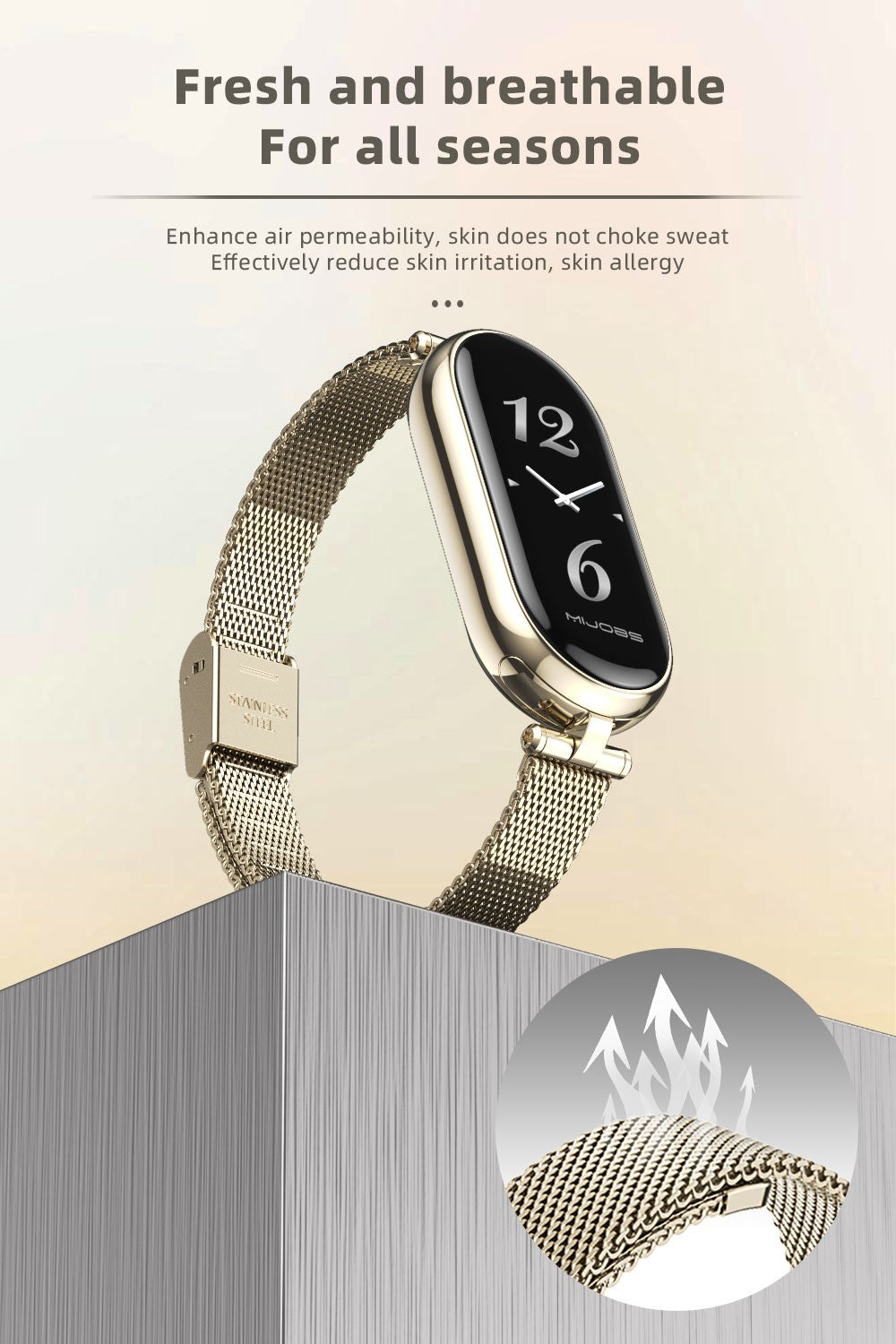 Correa para Xiaomi Mi Band 9 8 10 7 6 5 Pulsera inteligente Mujeres Niñas Moda Malla Metálica Correa de reloj Accesorios de repuesto Miband 9 10