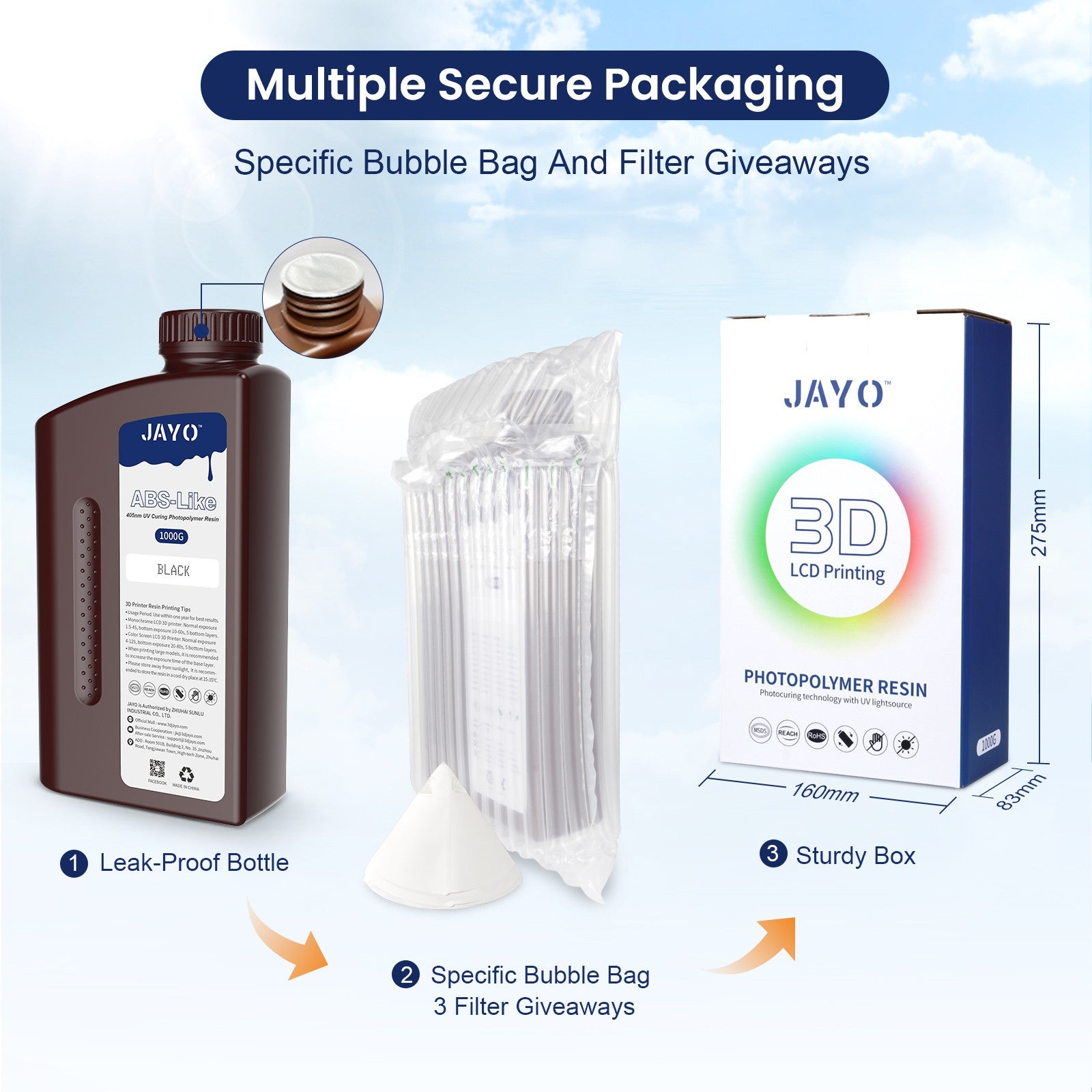 JAYO-lavabo de agua de resina 3D/como ABS/a base de plantas/líquido de resina de fotopolímero UV estándar de 10KG 405nm para materiales de impresora LCD 3D