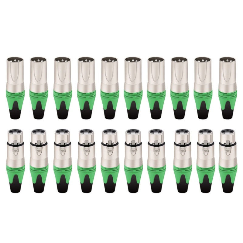 20 piezas, 10 juegos de conectores XLR de 3 pines, coloridos, hembra y macho, de 3 polos, para micrófono, amplificador de audio, para audiófilos