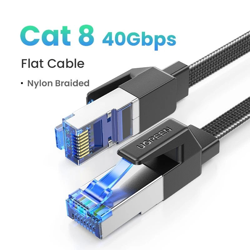 UGREEN-Cable Ethernet CAT8 40gbps 2000MHz CAT 8, Cable Lan de Internet trenzado de algodón para portátiles, enrutador PS 4, RJ45