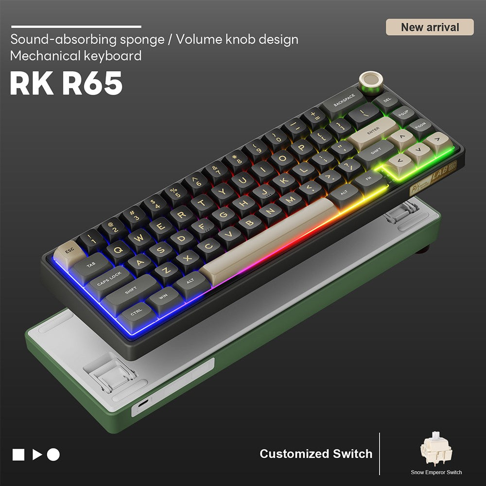 Teclado Mecánico Royal Kludge RK R65 en Portugués Brasileño, con Cable, Intercambiable en Caliente, 66 Teclas, 65%, Retroiluminación RGB, para Gamers