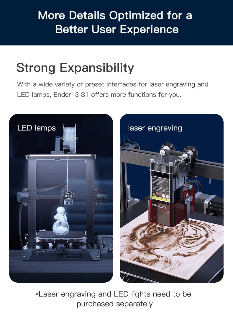 Impresora 3D Creality Ender-3 S1X, Placa Base Silenciosa de 32 Bits, Compatible con Reanudación de Impresión en Caso de Fallo de Energía, Nivelación Automática CR-Touch