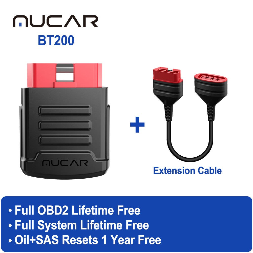 MUCAR BT200/BT200 PRO, herramienta de diagnóstico de coche con Bluetooth, aceite IMMO SAS 15, reinicio OBD2, escáner, lector de código automático para diagnóstico de sistema completo