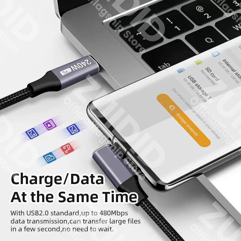 Cable USB C a tipo C de 100W PD 3,1 240W Cable cargador de carga rápida USB-C 5A Cable de datos tipo C para Macbook iPad Samsung Xiaomi 2m