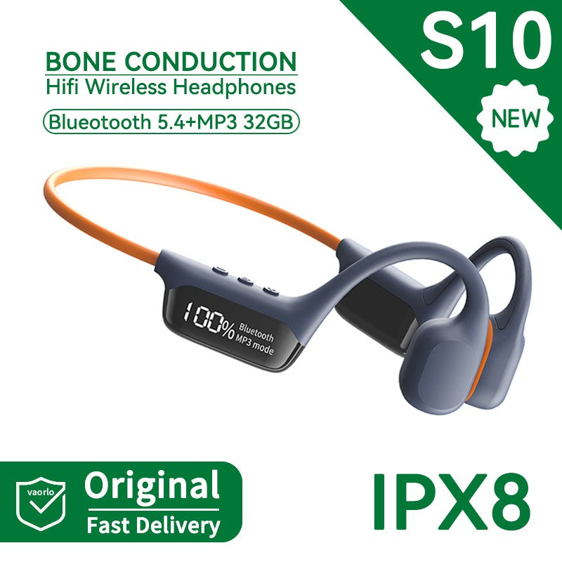 Auriculares Inalámbricos con Conducción Ósea S10/X10, Resistentes al Agua IPX8, Reproductor MP3 Bluetooth de 32 GB, Música HIFI con Bajos, Auriculares Deportivos