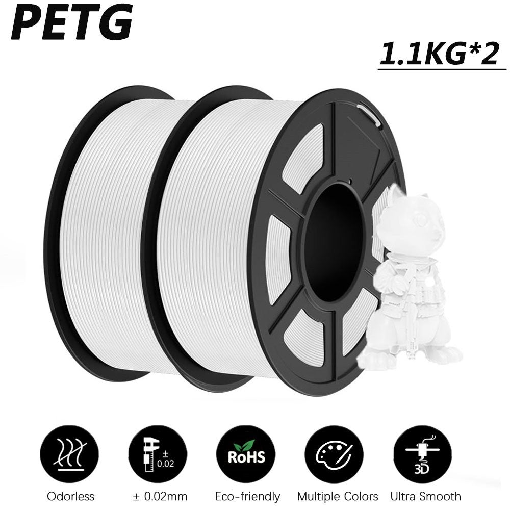 JAYO 2 rollos de filamento de impresora 3D PETG/PLA/PLA PLUS 1,75mm 2,2 KG 100% sin burbujas materiales de impresión 3D no tóxicos para impresora 3D