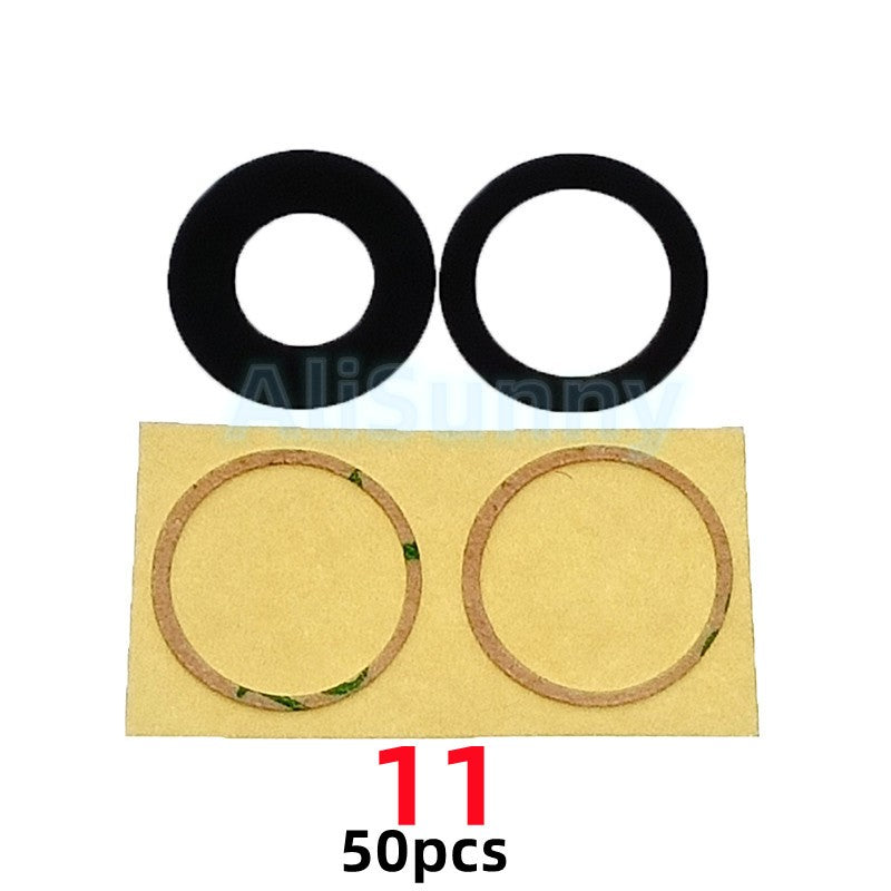 AliSunny-Conjunto de 50 lentes de cámara trasera para iPhone, cubierta de cristal, piezas de anillo, para modelos 13, 14, 7, 8 Plus, X, XS, Max, XR, 11, 12 y 15pro Max