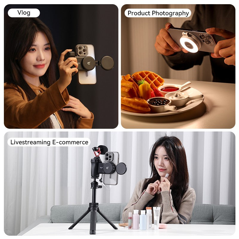 Ulanzi LM19 MagSafe Light CRI 95+ para fotografía Vlog Livestream Luz de relleno con tapa bicolor adecuada para teléfonos móviles magnéticos