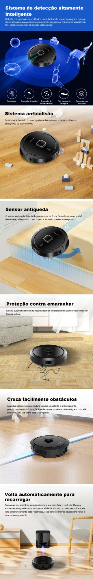 Robô Aspirador Liectroux G7 Aspira Passa Pano Base Autolimpante Controle via Aplicativo Navegação a Laser Armazena Mapas