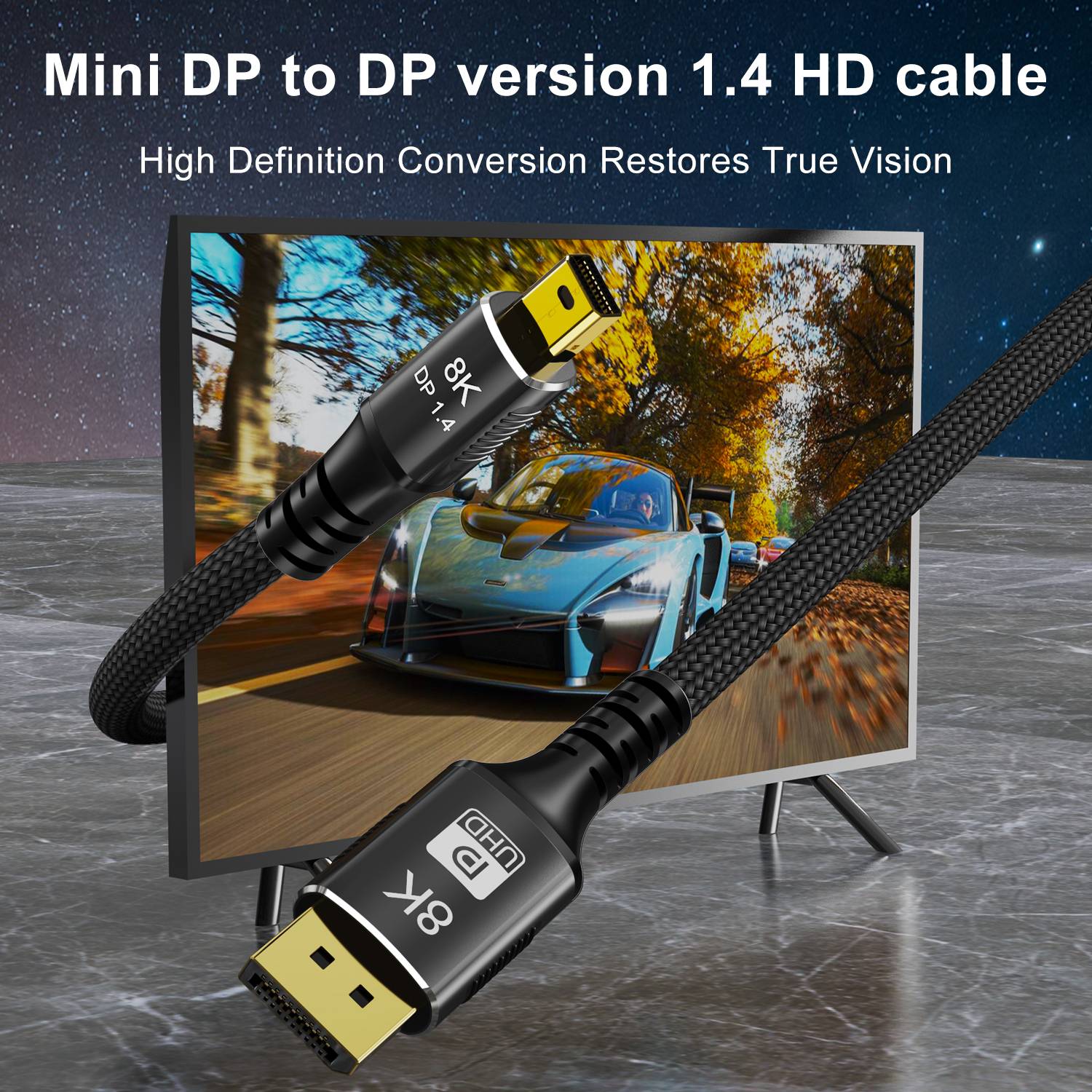Cable Mini DP a DisplayPort 8K Cable de transmisión de conversión bidireccional DP1.4 16K@60Hz 4K@144Hz para proyector MacBook Air
