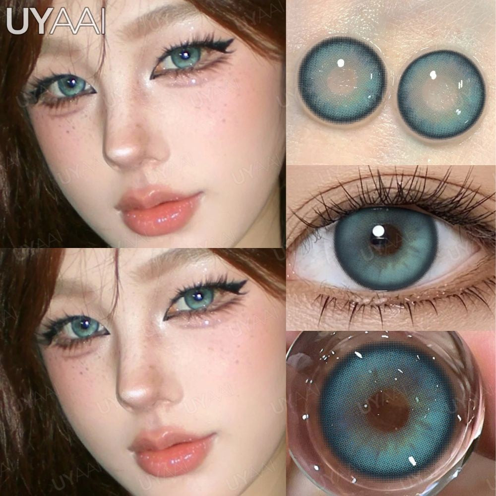 UYAAI 1 par de lentes de contacto serie Russian Girl Pro lentes de contacto verdes serie Bubble ojos grandes lentes suaves anuales ojos verdes