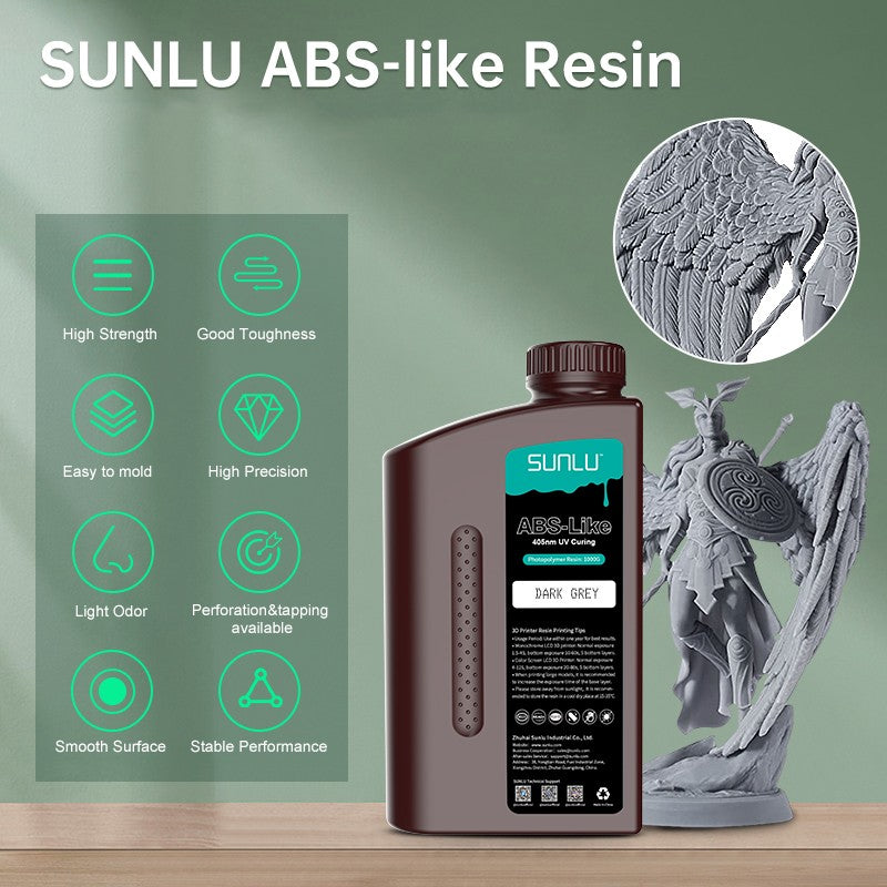 SUNLU resina UV 405nm fotopolímero tipo ABS impresora LCD líquido 2KG puede perforar roscas internas procesadas bajo olor alta dureza