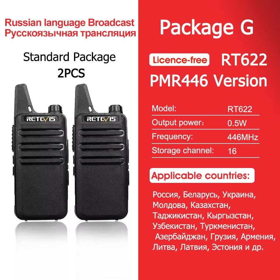 Retevis RT622 Mini Walkie Talkie 2 unidades PMR446 Radio portátil bidireccional con PTT Ideal para restaurantes y hoteles