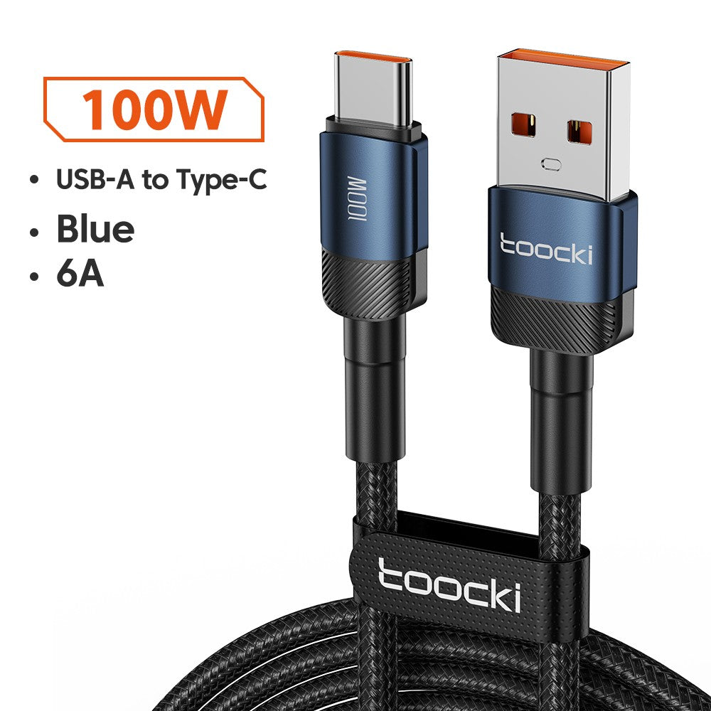 Toocki 100W Cable USB C carga súper rápida 1M 2M Cable cargador tipo C para Huawei Honor Samsung Xiaomi USBC Cable de carga de datos