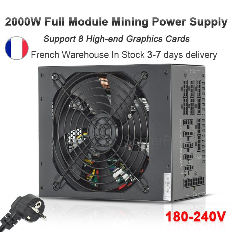 160V-240V ETC RVN ATX PC PSU para máquina de minería BTC módulo completo 1800W 2000W fuente de alimentación de minería compatible con 8 GPU