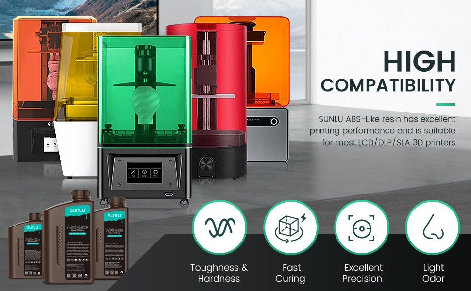 SUNLU 5KG ABS-LIKE/resina ABS lavable con agua 1000G/botella 405nm resina fotopolímero de curación UV rápida para impresión LCD 3D