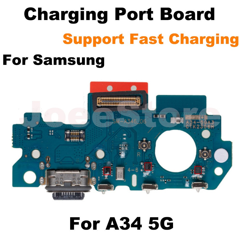 Placa de puerto de carga para Samsung A72 A73 A52 A53 A33 A23 A24 A14 A13 A12 módulo de micrófono USB conector de carga rápida Cable flexible